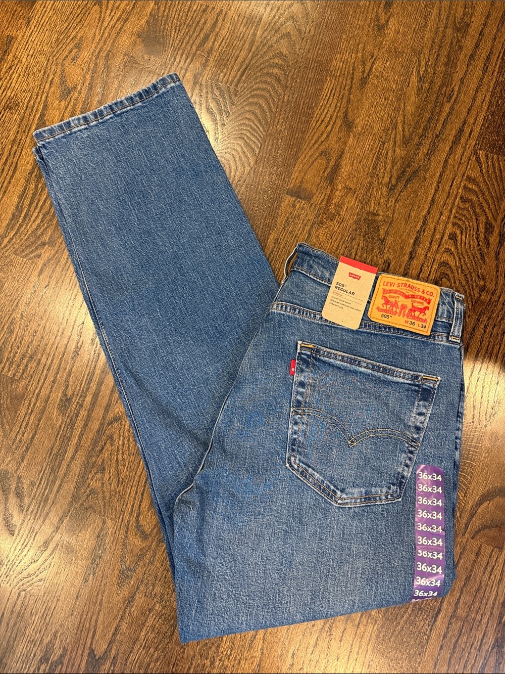 Levi's 505 Men's Straight Fit Blue Denim Jeans 36x34  medium wash
